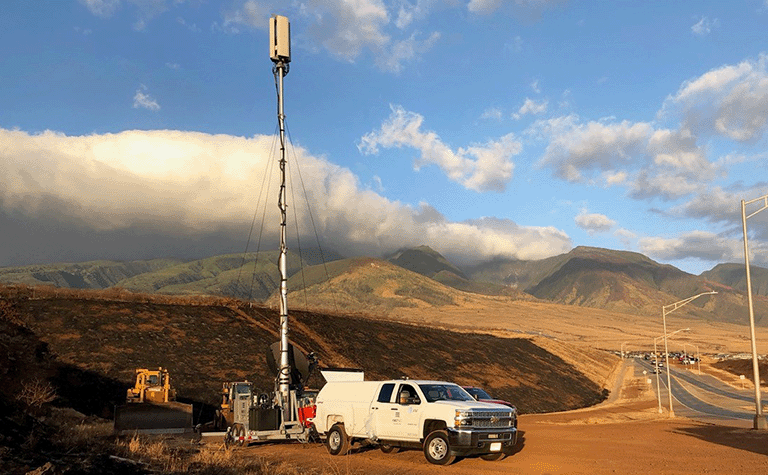 FirstNet SatCOLT (Satellite Cell on Light Truck) in Lahaina, Maui.