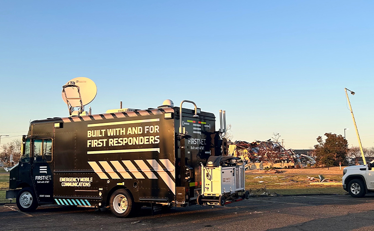 The FirstNet Response Operations Group (ROG) is on-site with a communications vehicle to help public safety stay connected. 