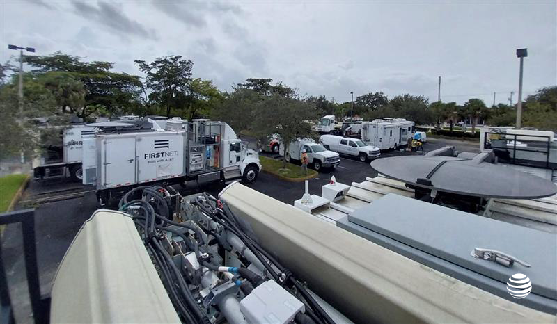Our fleet of SatCOLTs (Satellite Cell on Light Truck) ready to deploy.
