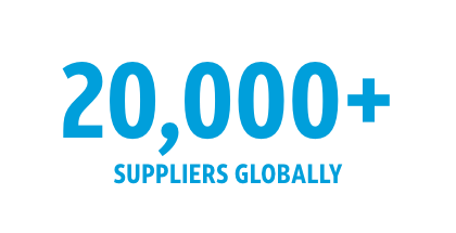 Over twenty thousand suppliers globally