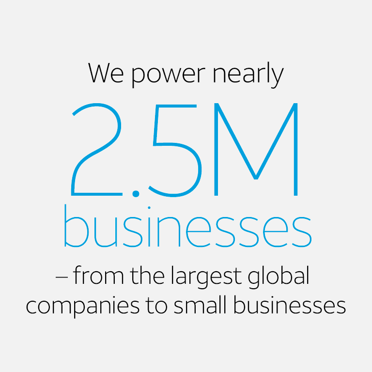We power nearly 2.5M businesses - from the largest global companies to small businesses.