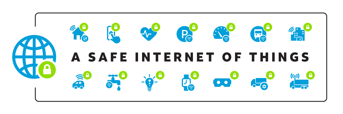 A safe and smart internet - icons representing internet connected devices