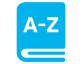 Bright blue phone book with the letters "A-Z" on the front 