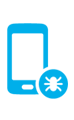 Icon depicting a cellphone and a small virus graphic in the corner