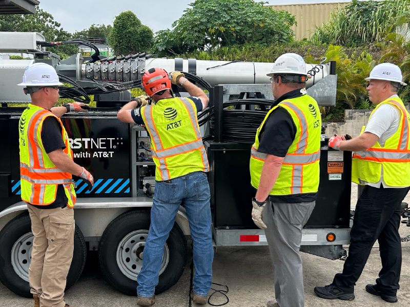 A FirstNet portable cell site staged in Lihue, Kauai and ready to deploy at the request of public safety.