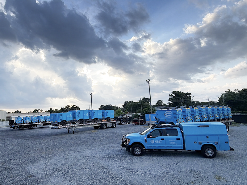 Generators ready to deploy at AT&T Network Disaster Recovery (NDR) staging yard in the New Orleans area.