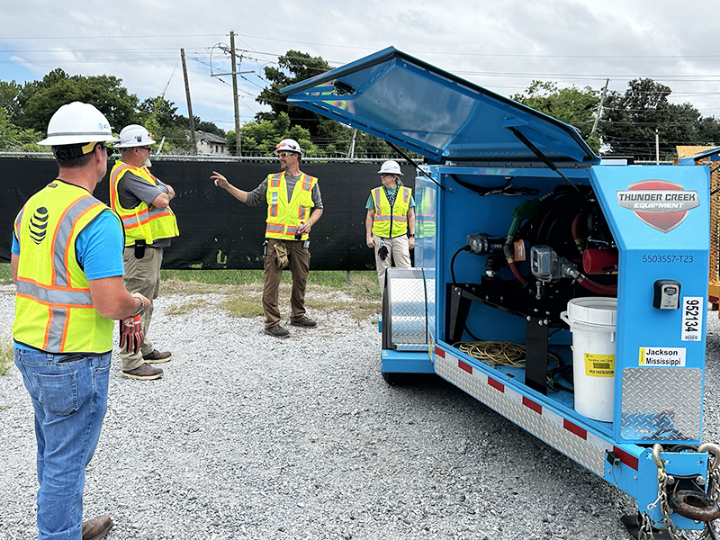 The AT&T Network Disaster Recovery (NDR) team staged for rapid deployment in the New Orleans area. 