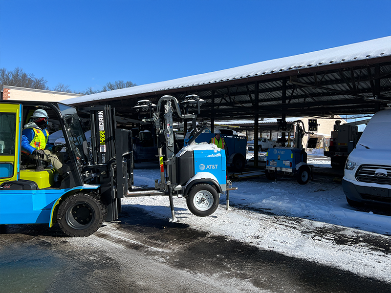 The AT&T Network Disaster Recovery (NDR) team at a staging yard in Louisville, KY. 