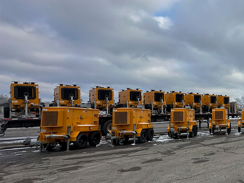 Generators ready to deploy at AT&T Network Disaster Recovery (NDR) staging yard in Nashville, TN. 