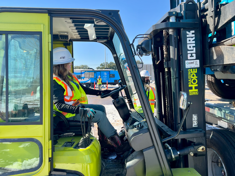 The AT&T Network Disaster Recovery (NDR) team at a staging yard in Shreveport, LA.