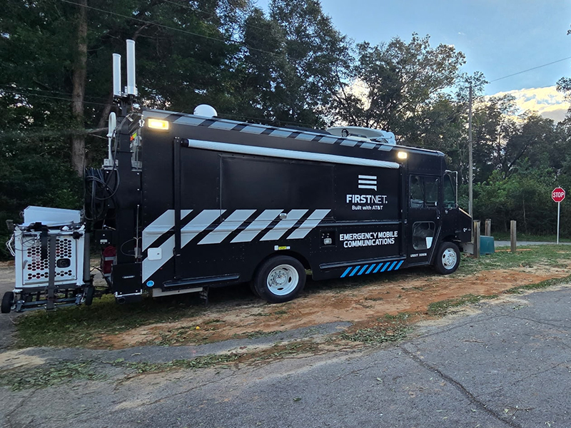 FirstNet Response Communications Vehicle (RCV) supporting the Walton County, FL Emergency Operations Center.