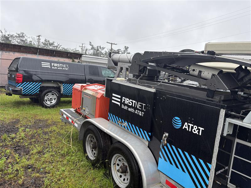 A FirstNet portable cell site is staged and ready to deploy if needed in Hilo, Hawaii.