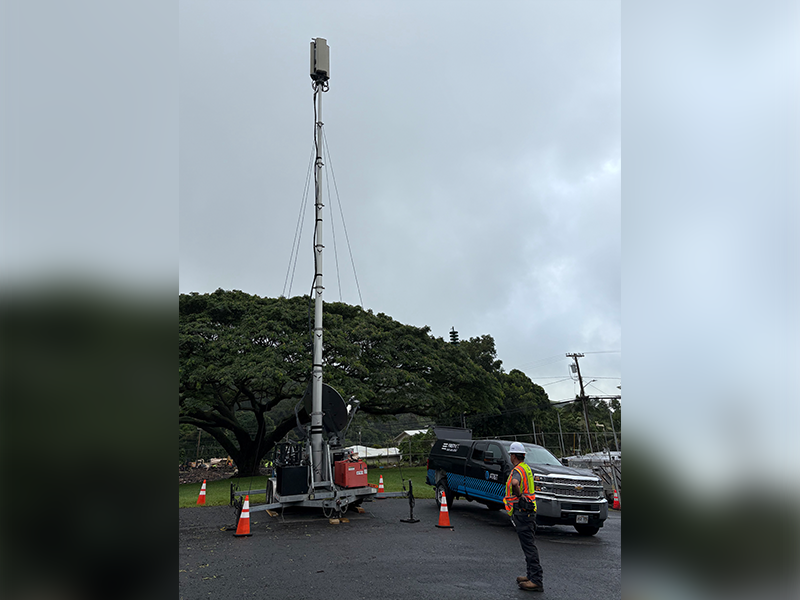 FirstNet portable cell site deployed to support a public safety agency in Waiohinu, HI. 