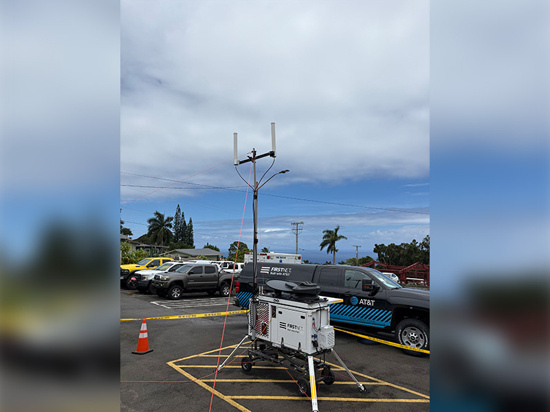 A FirstNet Compact Rapid Deployable (CRD) deployed to support public safety in Honoka'a, Hawaii.