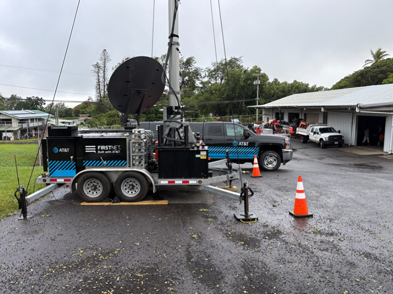 FirstNet portable cell site deployed to support a public safety agency in Waiohinu, Hawaii.