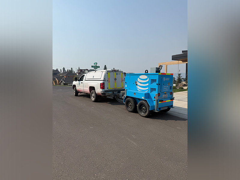 A portable generator deployed by AT&T Network crews in Spokane County, WA