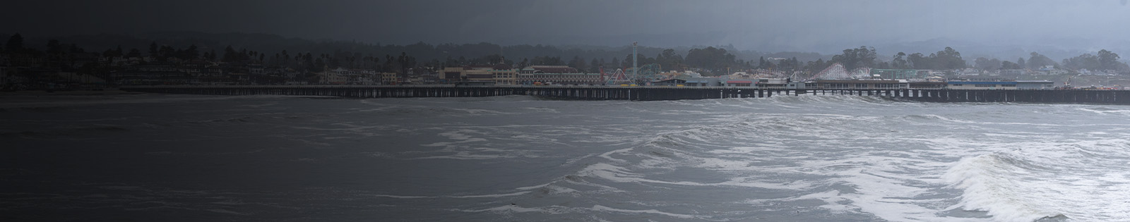 Ocean waves during severe storm in California.