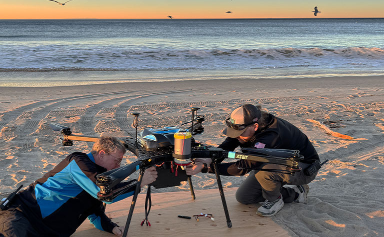 AT&T Drones & Robotics team prepares Flying COW for launch.