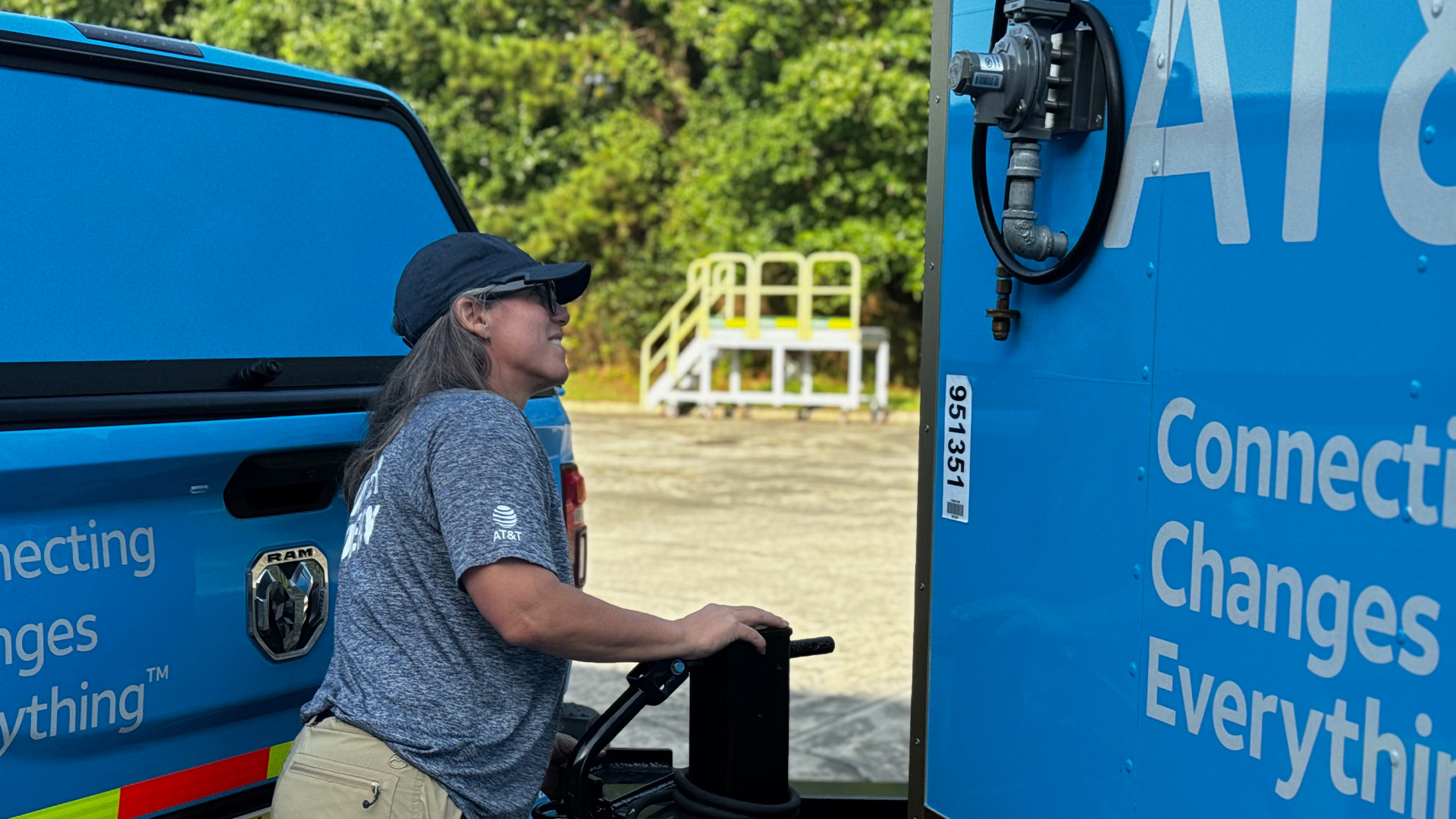 Network Disaster Recovery (NDR) support team member preparing equipment for deployment 