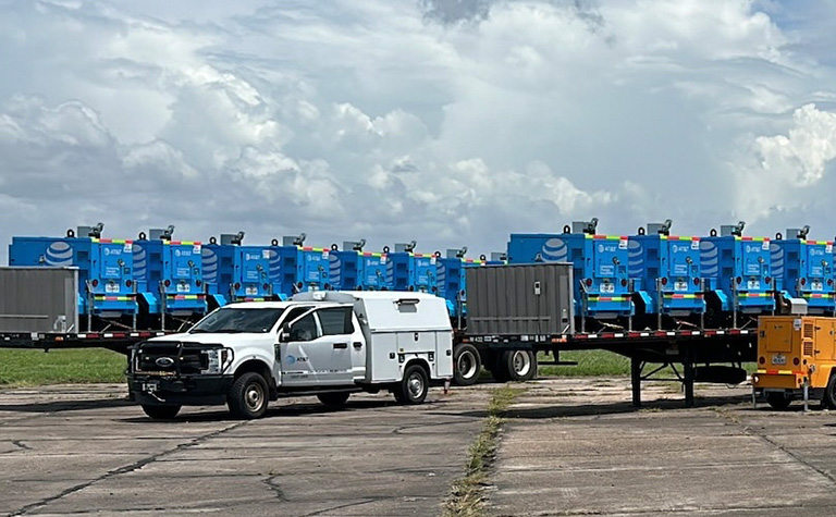 AT&T Network Disaster Recovery (NDR) staging site with generators in SE Texas.