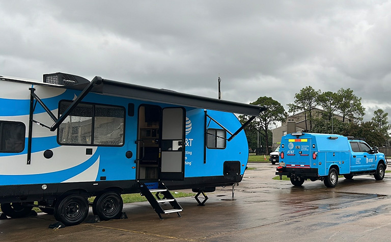 AT&T Network Disaster Recovery (NDR) staging site with support equipment in SE Texas.