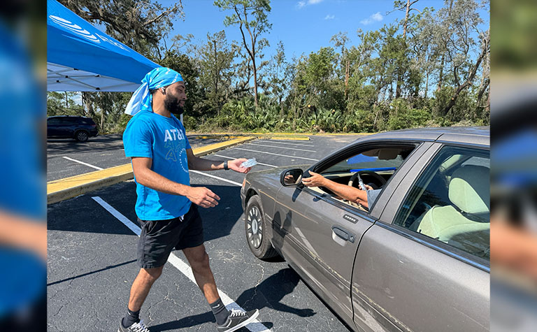 AT&T employee assisting residents at our Hurricane Helene Retail Donation Site in Perry, FL.