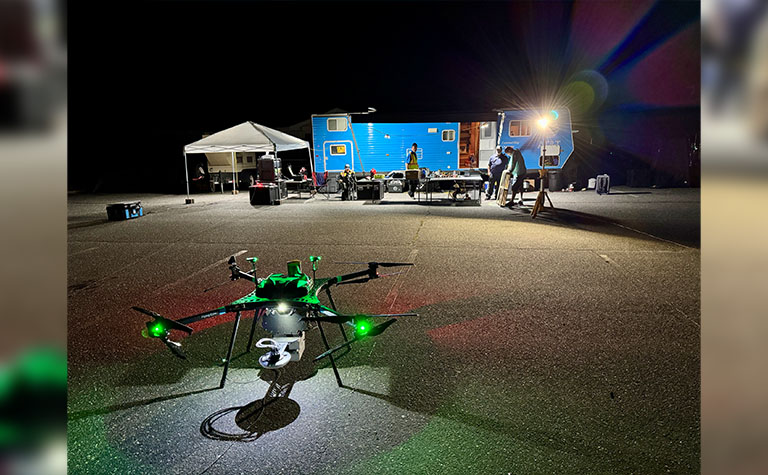 AT&T Flying COW (Cell on Wings) prepared for flight in Mitchell County, NC.