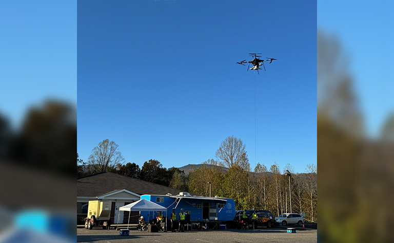 AT&T Flying COW (Cell on Wings) provides cellular service in Mitchell County, NC.