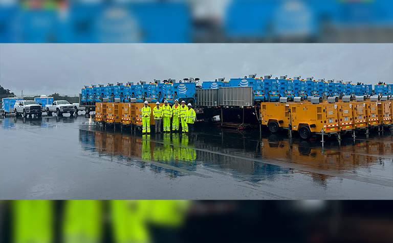 AT&T Network Disaster Recovery (NDR) team members at Helene generator yard.