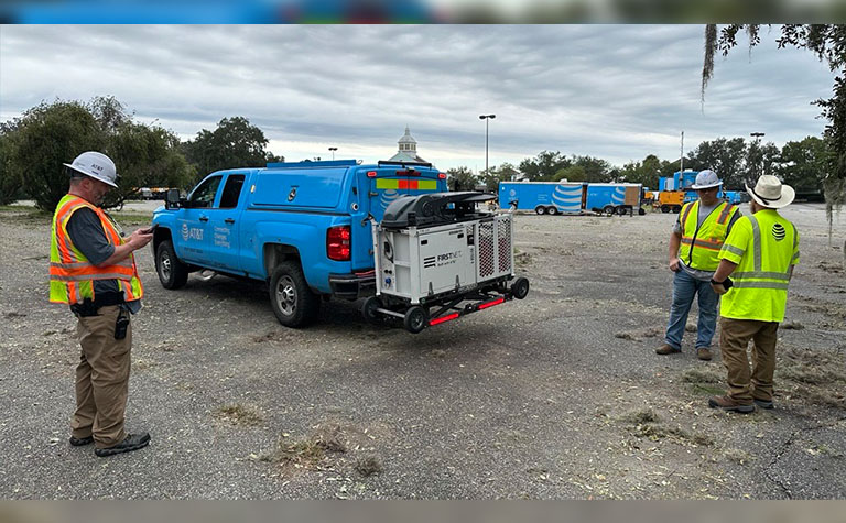 FirstNet Compact Rapid Deployable (CRD) leaving staging yard for deployment