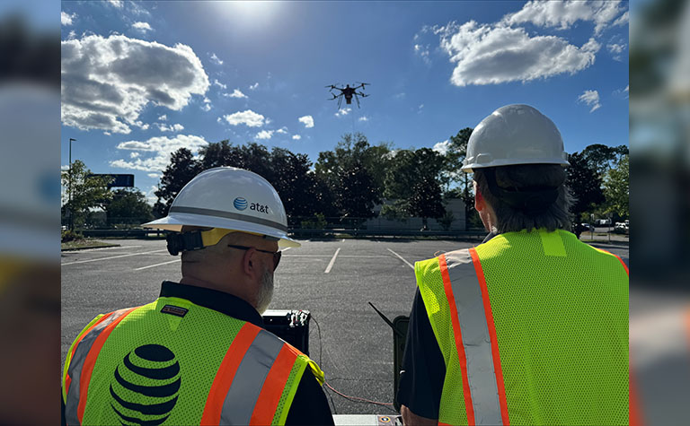 AT&T Drone Operations team operates Flying COW in Tallahassee, FL