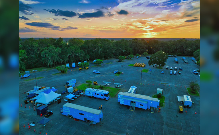 AT&T Network Disaster Recovery (NDR) basecamp in McIntosh County, GA.