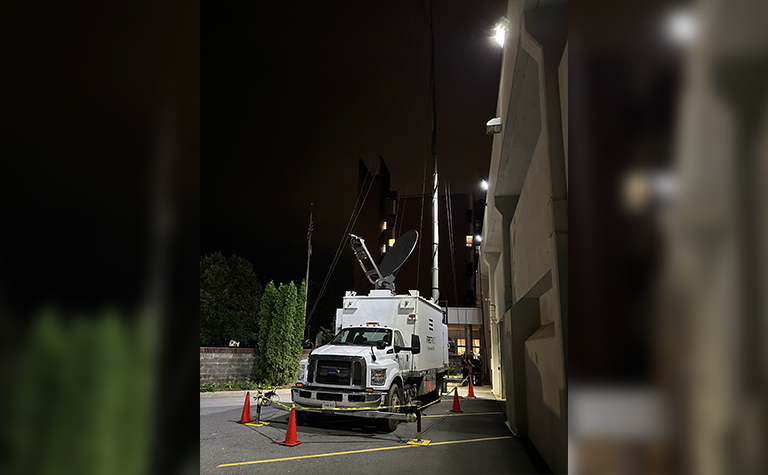 FirstNet Satellite Cell on Light Truck (SatCOLT) provides emergency communications in Asheville, NC.