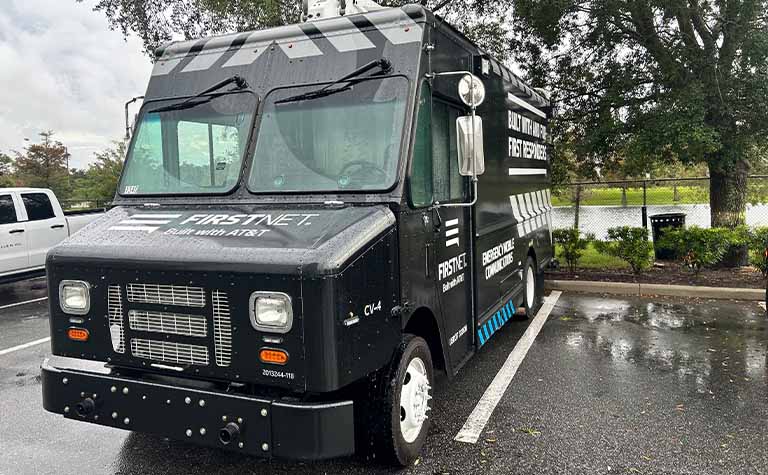 FirstNet ROG is staged in Orlando and ready to deploy as soon as it's safe. As part of the FirstNet fleet, the RCV (Response Communications Vehicle) provides an extra-level of comms support for first responders.
