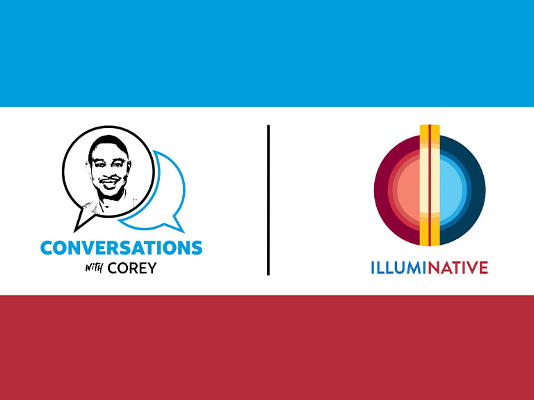 AT&T Conversations with Corey logo and AT&T IllumiNative logo
