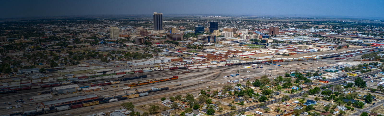 Aerial view of downtown Amarillo, Texas.