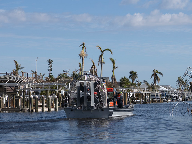 Amphibious vehicle on boat in Pine Island, FL.