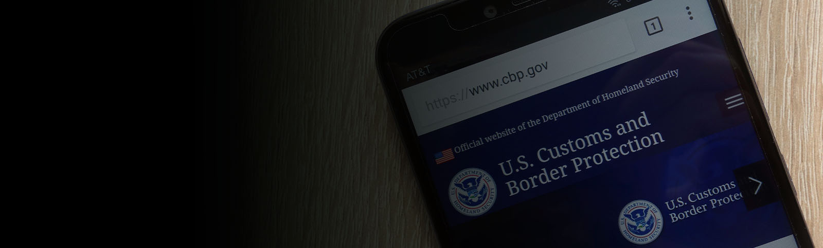 U.S. Customs and Border Protection website displayed on a modern smartphone.