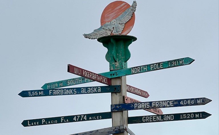 Directional sign post in the North Slope Borough of Alaska