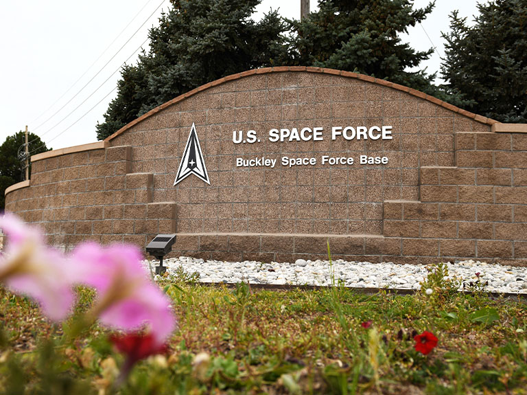 Entrance of Buckley Space Force Base