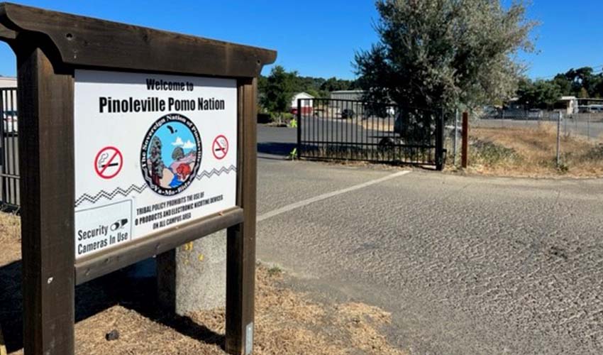 The exterior sign of the Pinoleville Pomo Nation in Ukiah, Calif.