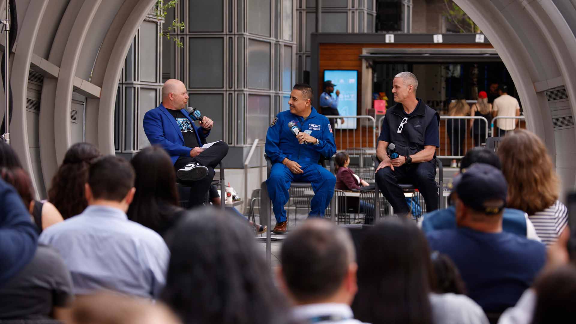 Former NASA Astronaut, José Hernández and Chris Sambar, Head of Network at AT&T discuss how connectivity brings people together moments before the solar eclipse in the AT&T Discovery District. 