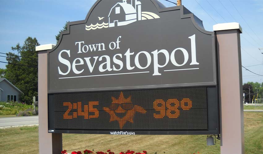 Town of Sevastopol sign.