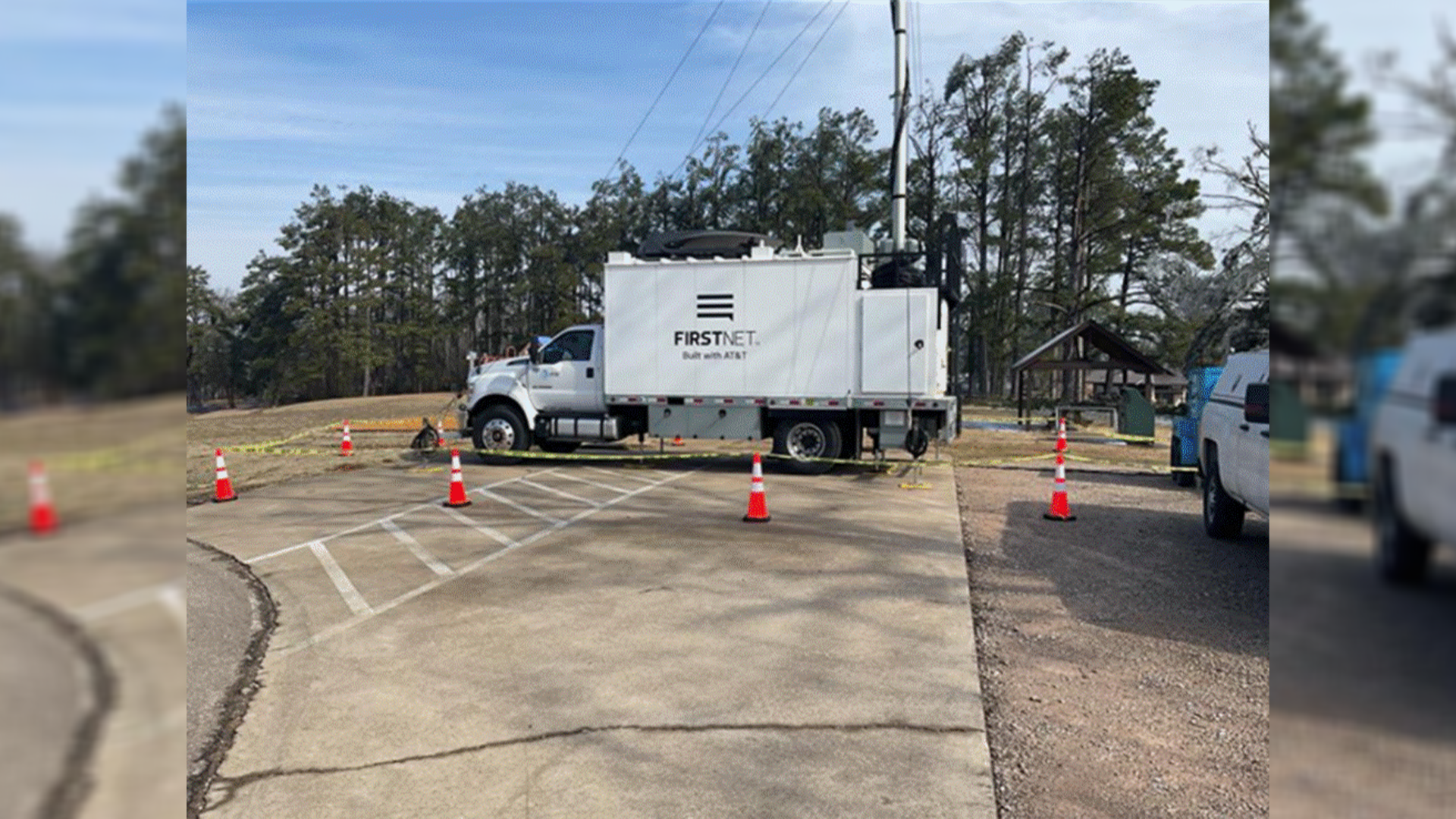 A dedicated FirstNet SatCOLT deployed for Winter Storm Fern in Counce, Tennessee. 