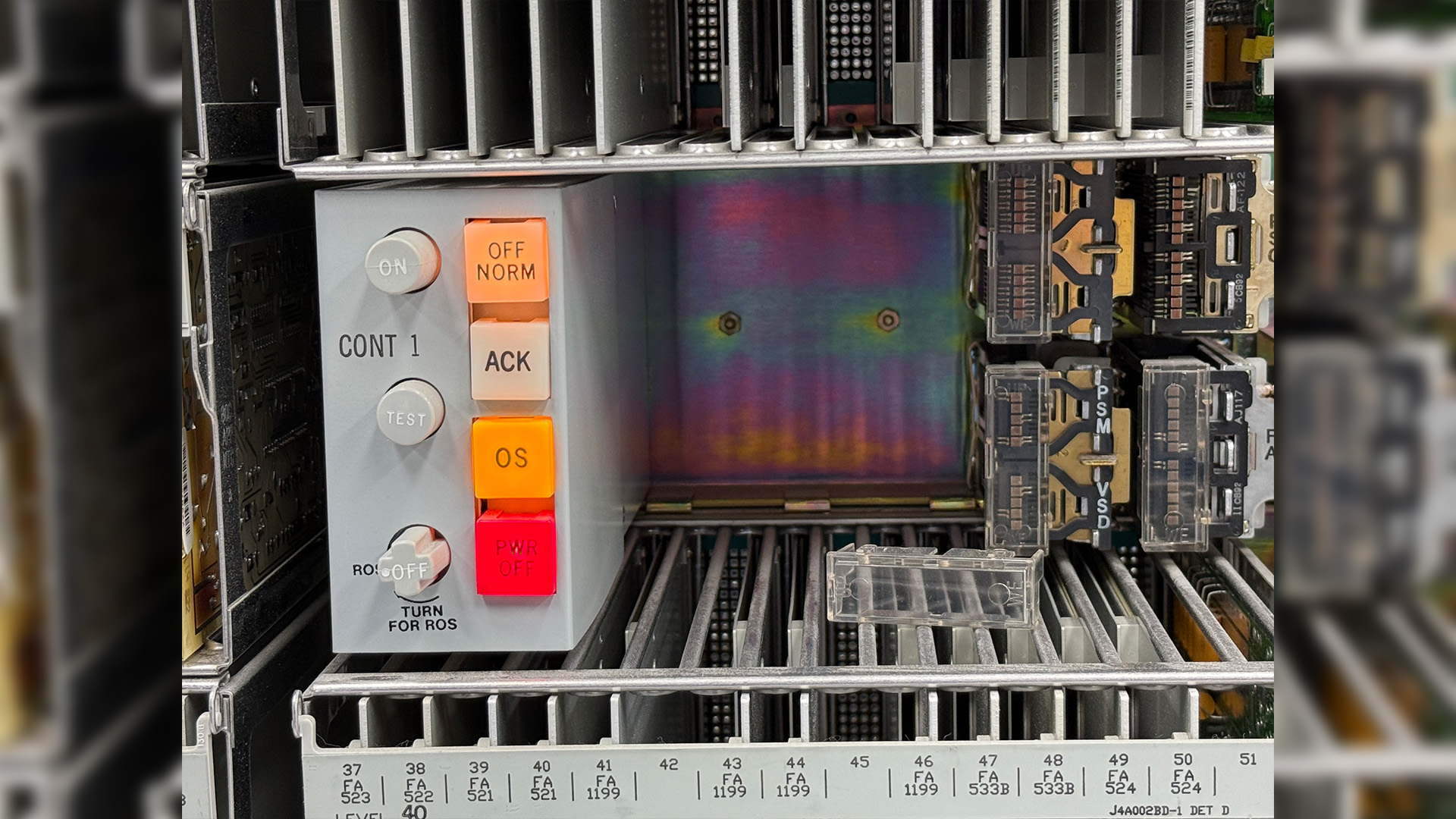 Power switch for a 4ESS system is shown the night it was powered down in Anchorage, Alaska.