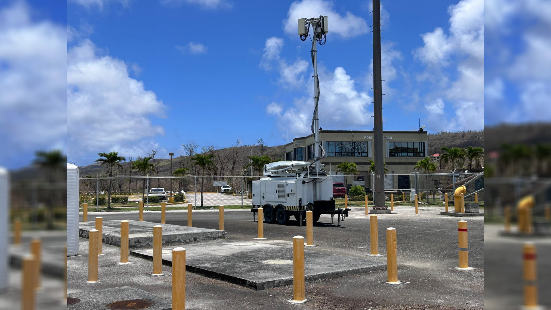 A portable cell site deployed to support public safety on FirstNet in Saipan.