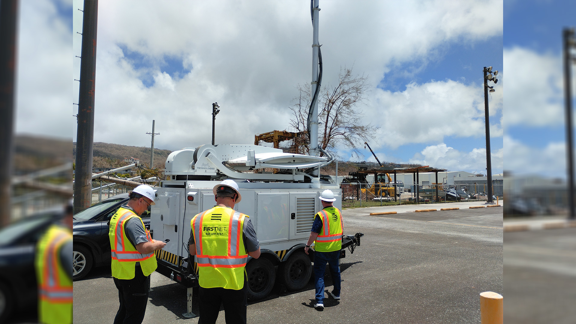 FirstNet portable cell site deployed to support recovery in Saipan after Typhoon Sinlaku.