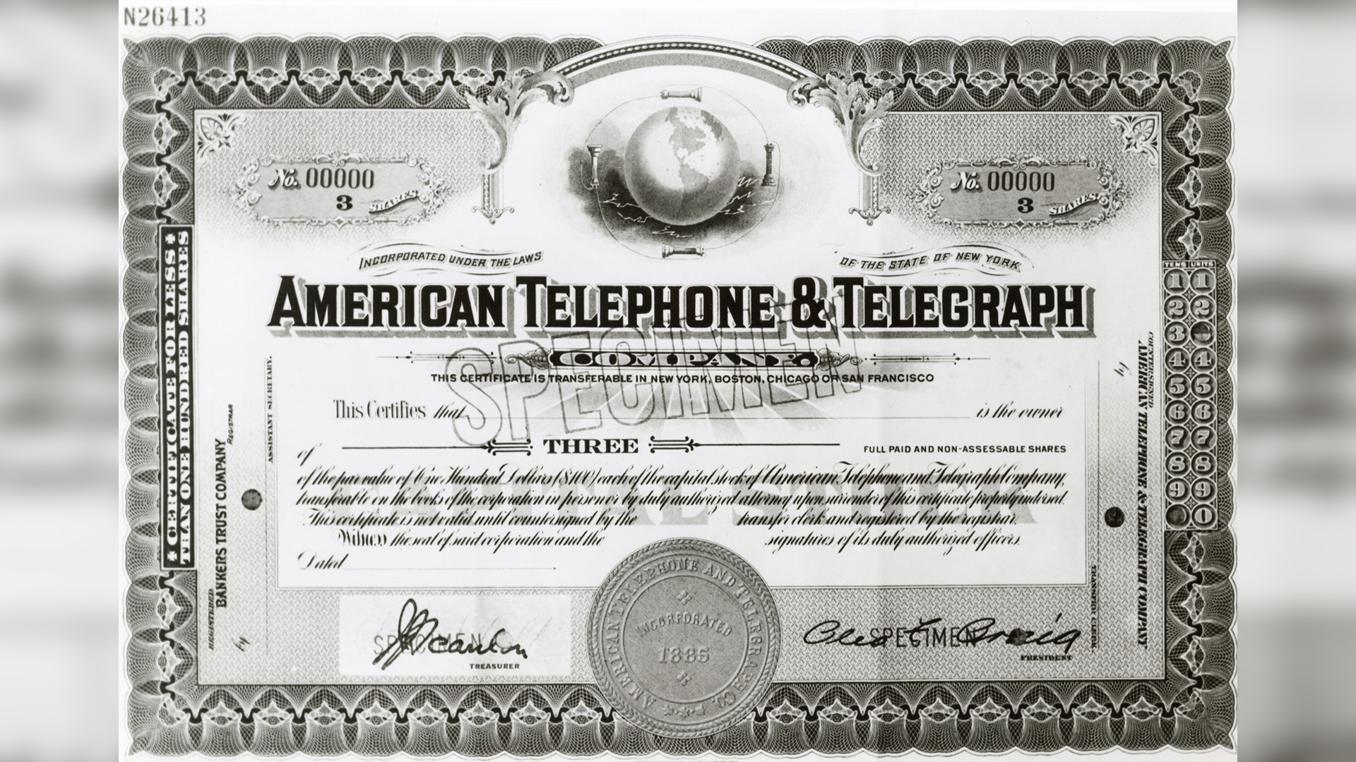 American Telephone and Telegraph Stock Certificate, 1901