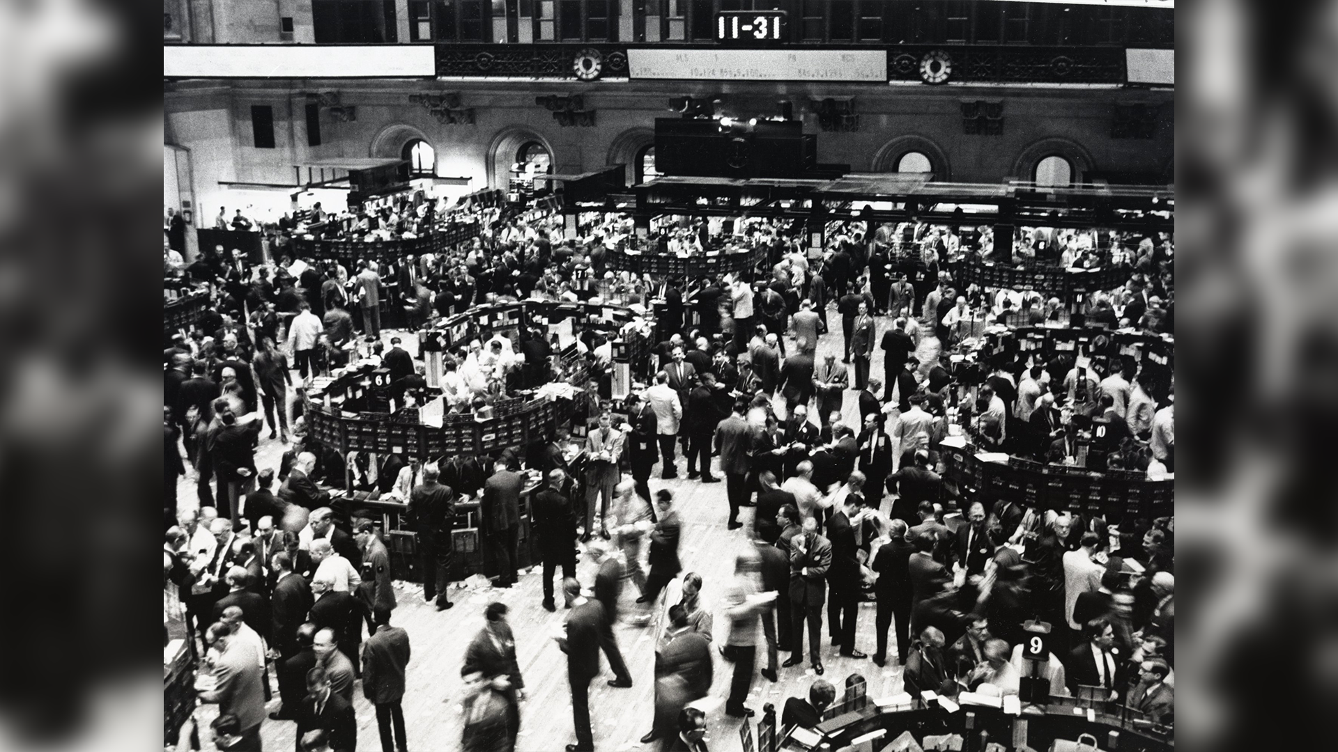 Action on the NYSE trading floor, 1965