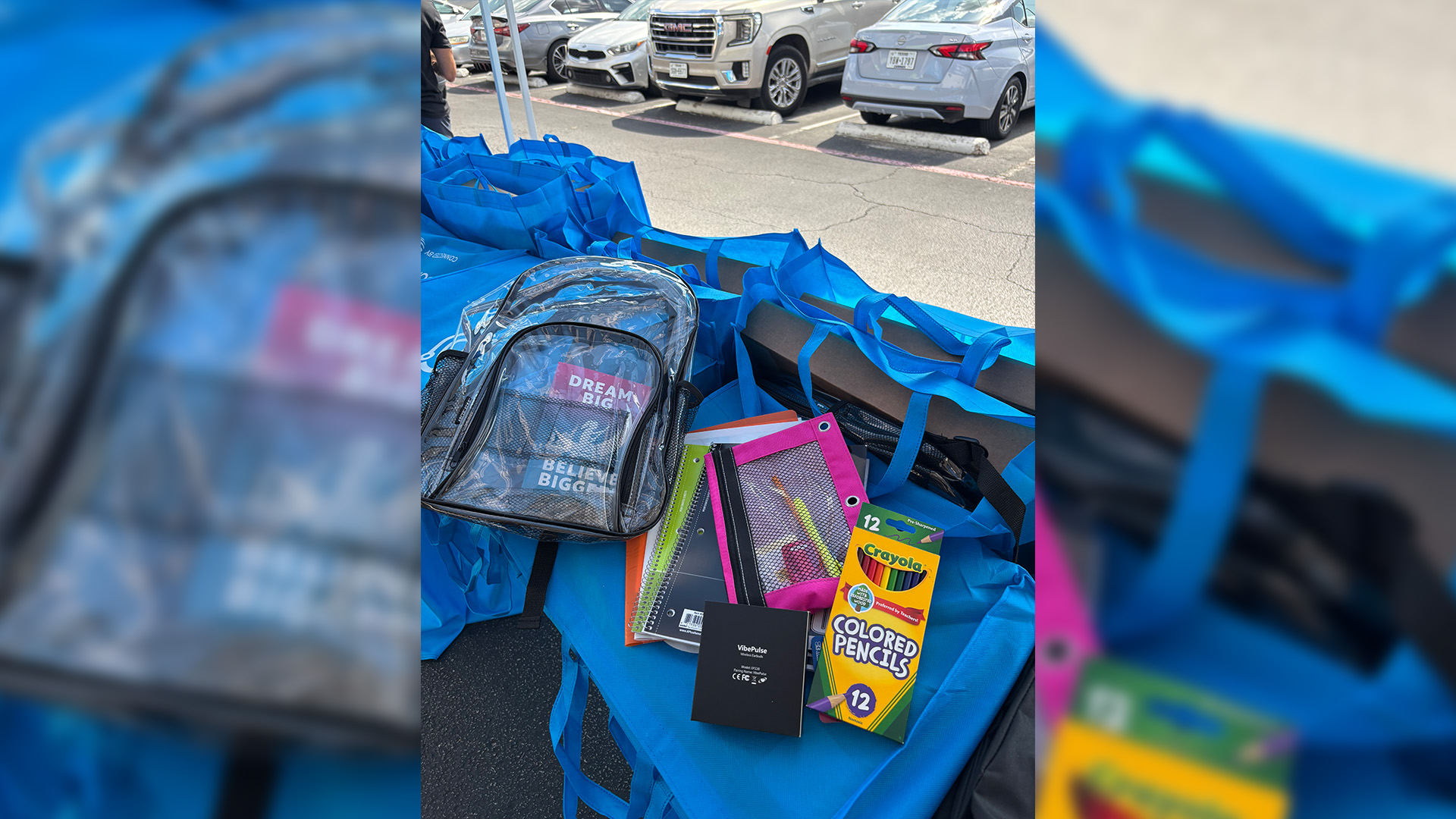 Laptop recipients also received backpacks filled with school supplies